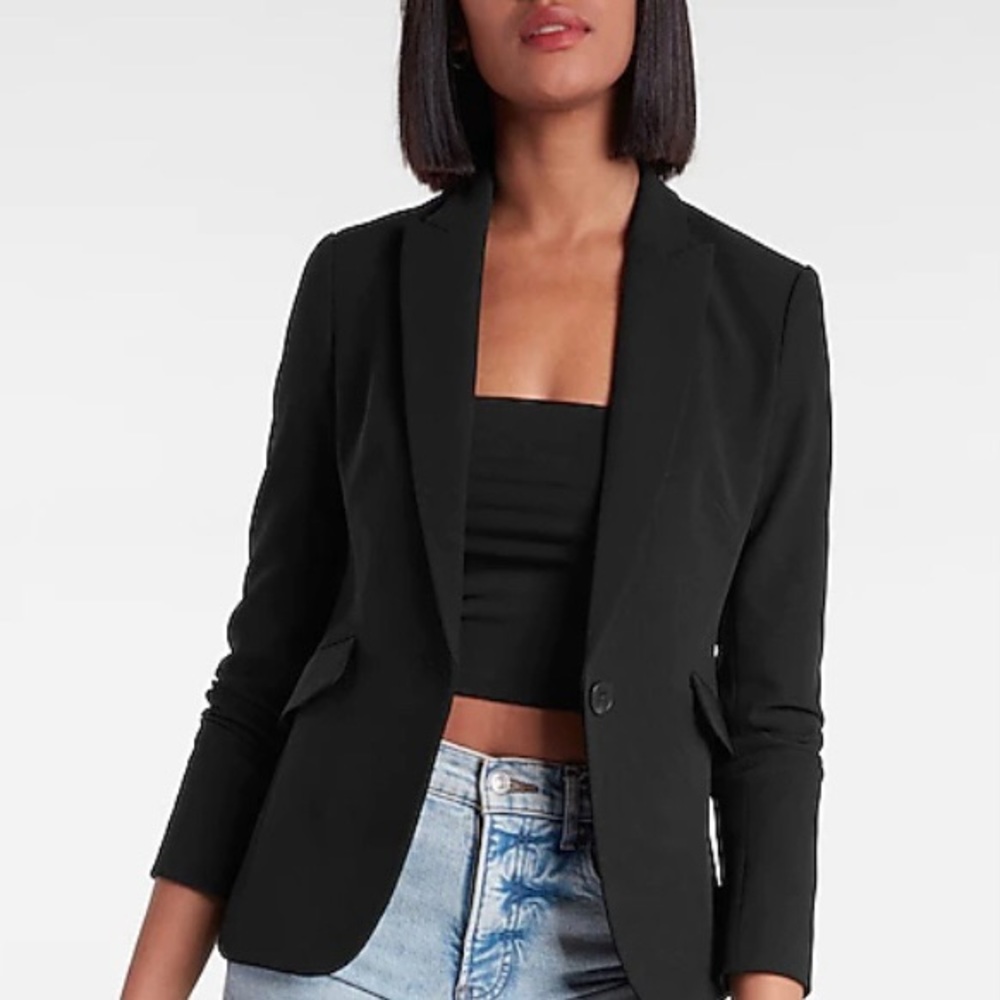 Express Black One Button Blazer Size: 14